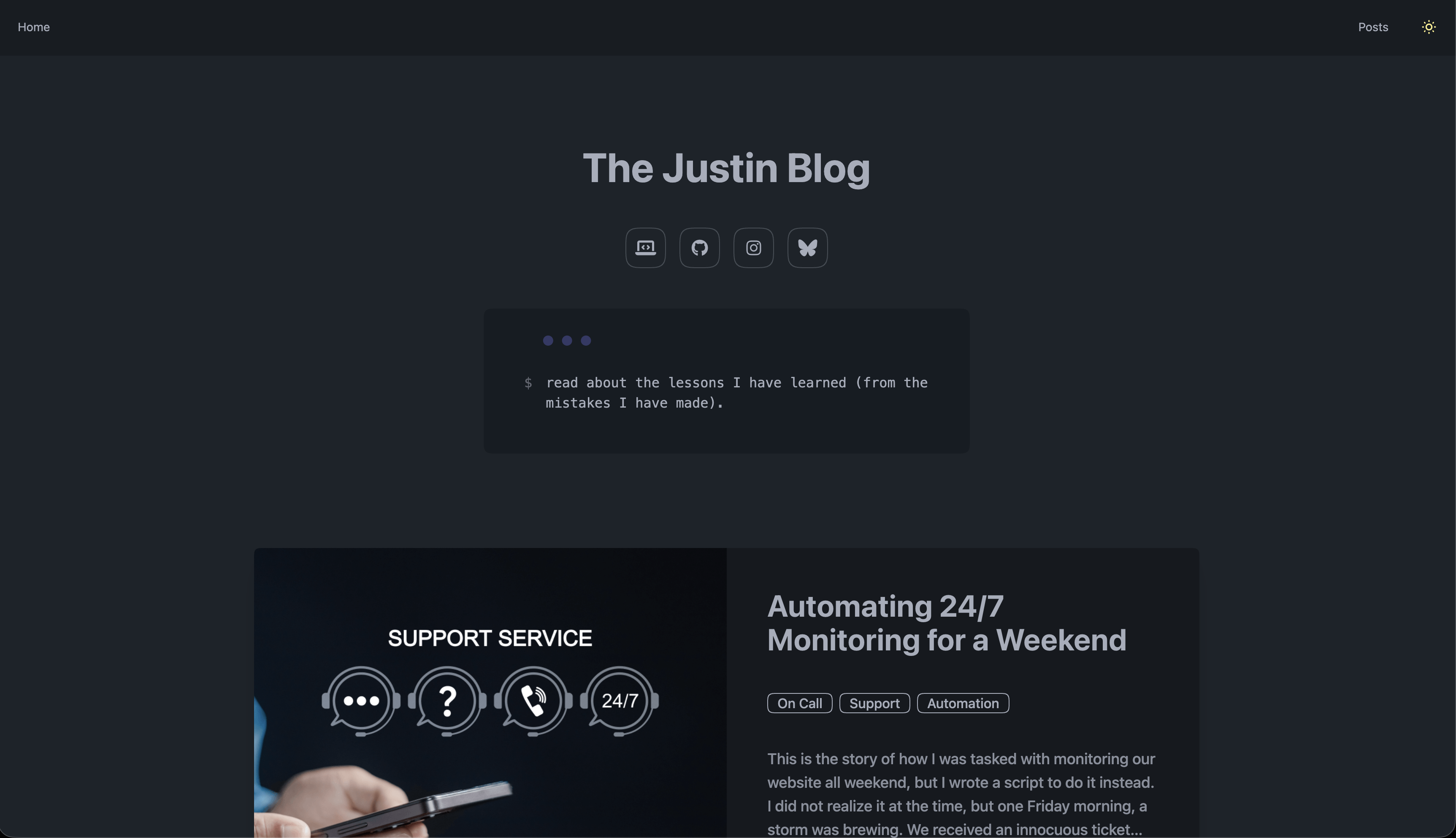 The Justin Blog screenshot