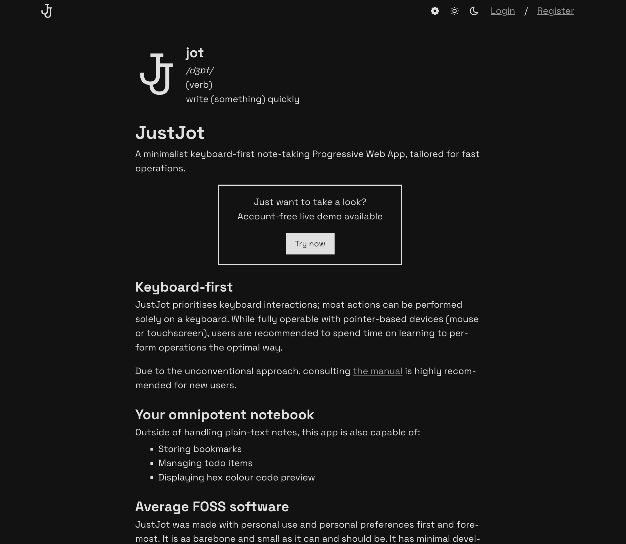 JustJot screenshot